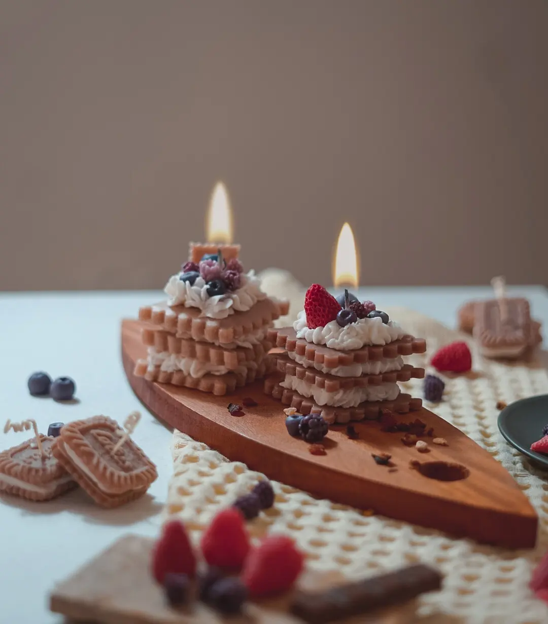 Lumânare tortuleț de biscuiți cu fructe