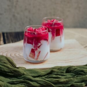 Lumânare milikshake cu zmeură